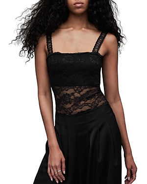 Allsaints Charlie Sleeveless Lace Bodysuit In Black