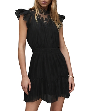 Shop Allsaints Azura Embroidered Mini Dress In Black