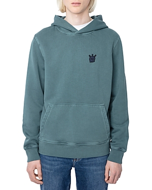 Zadig & Voltaire Sanchi Mo Jormi Skull Hoodie In Vert De Gris