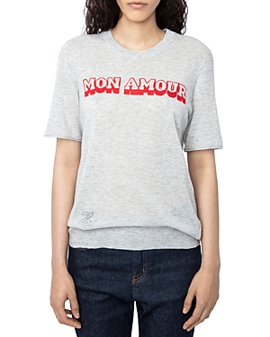 Shop Zadig & Voltaire Mon Amour Cashmere Tee In Neige