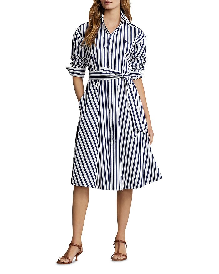 Ralph Lauren Belted Striped Cotton Shirt Dress | Bloomingdale's