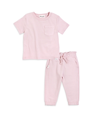 Miles The Label Girls' Short Sleeved Tee & Pants Set - Baby In Pink