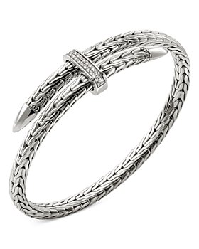 JOHN HARDY - Sterling Silver Classic Chain Diamond Pavé Bypass Cuff Bracelet