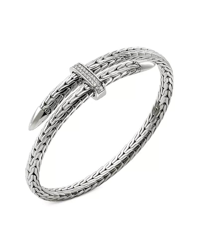 John Hardy Sterling Silver Diamond Spear Flex Cuff