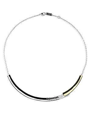 Ippolita 18k Yellow Gold & Sterling Silver Stardust Diamond Pave Overlap Bar Collar Necklace, 16-17 In Silver/gold