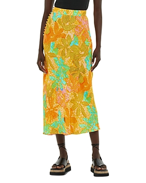 Whistles Side Button Midi Skirt In Multicolor