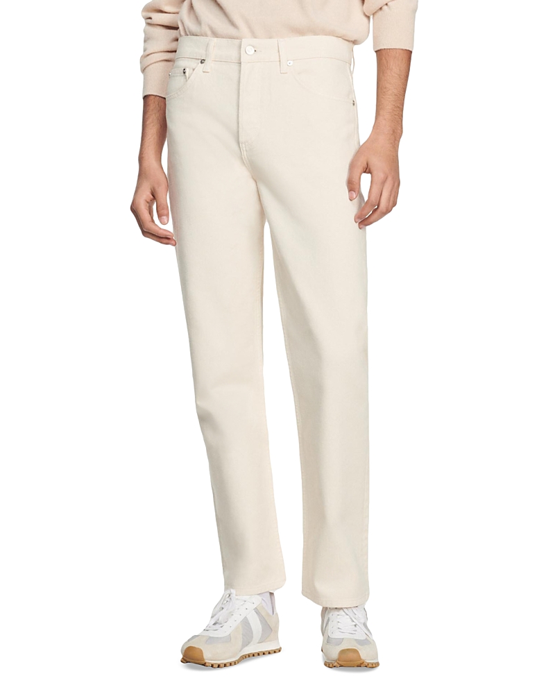 Sandro Drawstring Straight-leg Trousers In Ecru