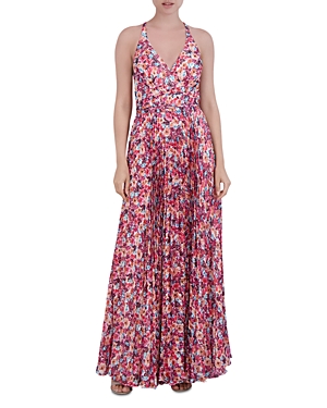 LAUNDRY BY SHELLI SEGAL LAUNDRY BY SHELLI SEGAL FLORAL PLEATED MAXI DRESS