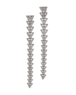 Bloomingdale's Fine Collection - Diamond Triangle Halo Long Drop Earrings in 14K White Gold, 5.0 tcw