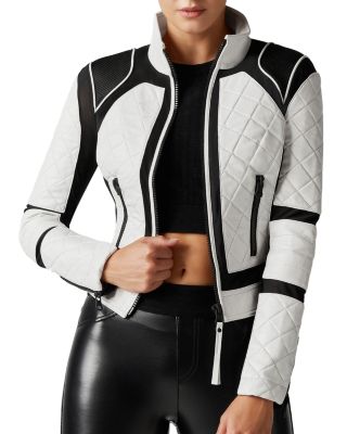 Blanc Noir Leather Mesh Moto Jacket In White black ModeSens