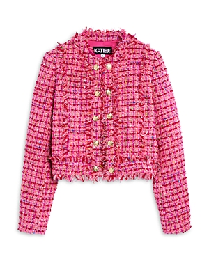 Katiejnyc Girls' Samantha Boucle Jacket - Big Kid In Pink Multi Boucle