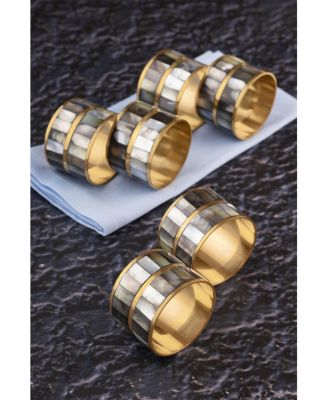  Primrose Black Pearl Napkin Rings, Set of 6