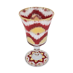 Les Ottomans Ikat Gold Glass, Set Of 4 In Gold/red