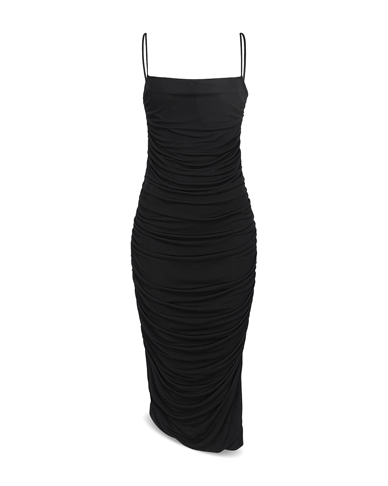 Pinko Slim-fit Dress With Thin Straps In Limo Black