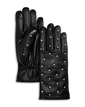 Crystals Wool Lined Leather Tech Gloves