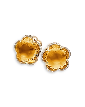 Pasquale Bruni 18K Rose Gold Bon Ton Citrine & Diamond Flower Stud Earrings