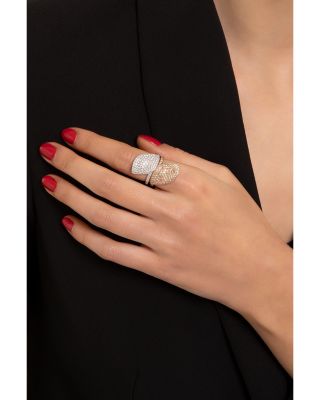 18K Rose Gold Aleluia Diamond Pav&eacute; Leaf Statement Ring