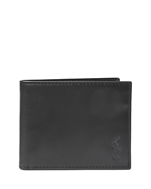 Polo Ralph Lauren Burnished Leather Bifold Wallet In Black