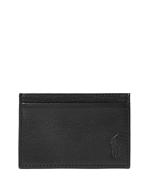 Polo Ralph Lauren Pebbled Leather Card Case In Black