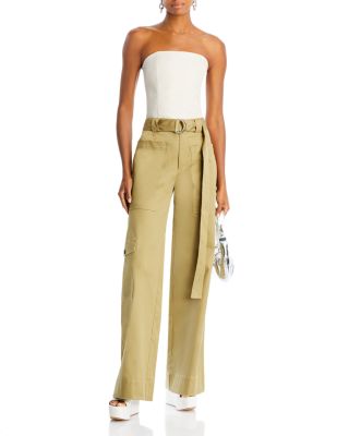 【PROENZA SCHOULER WHITE LABEL】satin cargo パンツ Proenza Schouler White Label Cotton Stretch Wide Leg Cargo
