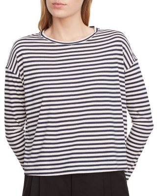 Vince Striped Silk-blend Top In Enoki/twill | ModeSens