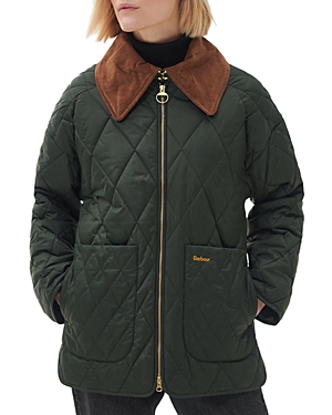 Shop Barbour Woodhall Quilted Coat In Sage/ancient