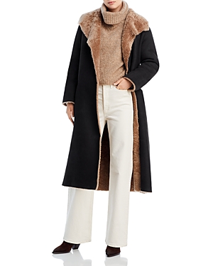 Shop Nour Hammour Reversible Shearling Coat In Cafe