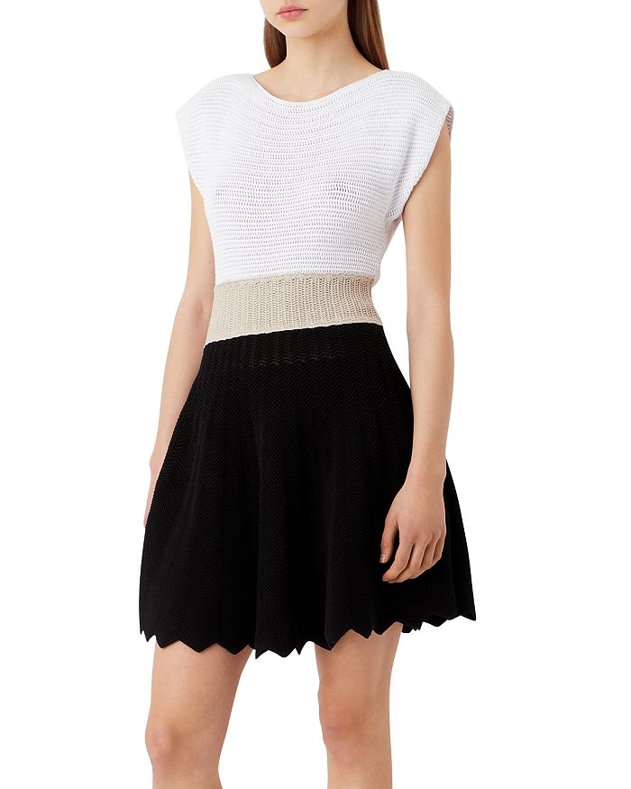Emporio Armani Cap Sleeve Mixed Media Dress Bloomingdale's