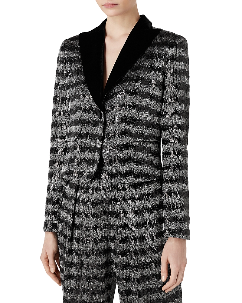 ARMANI COLLEZIONI SEQUINED PEAK LAPEL BLAZER