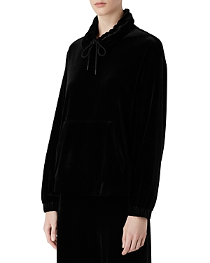Armani Collezioni Emporio Armani Velour Sweatshirt In Solid Black