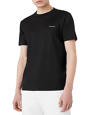 Shop Armani Collezioni Short Sleeve Crewneck Logo Tee In Solid Black