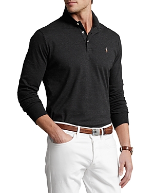 Polo Ralph Lauren Classic Fit Long Sleeve Polo Shirt In Black Marl Heather