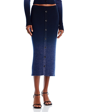 Proenza Schouler White Label Button-front Gradient Knit Midi Skirt In Steel Grey/black