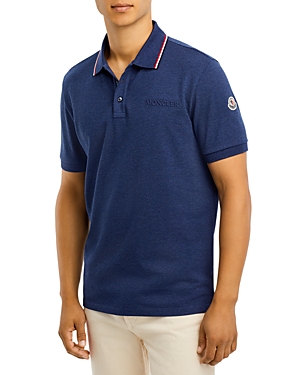 Moncler Cotton Regular Fit Polo Shirt In Navy