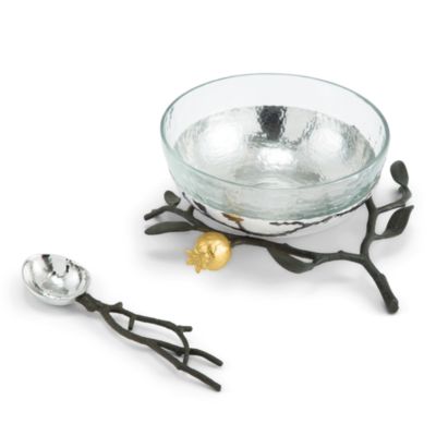 Pomegranate Glass Bowl &amp; Serving Spoon
