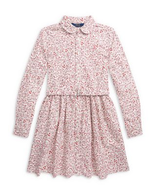Ralph Lauren Girls' Belted Cotton Oxford Shirt Dress Big Kid