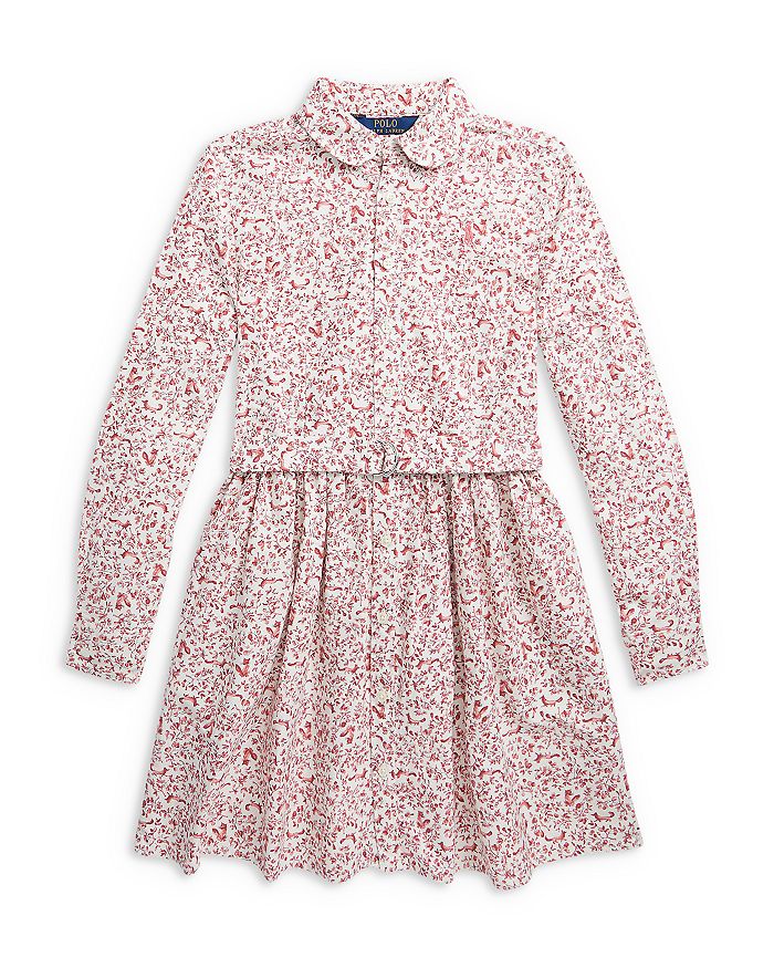 Ralph Lauren Girls' Belted Cotton Oxford Shirt Dress - Big Kid