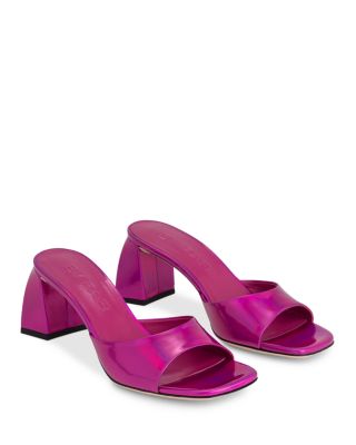 BY FAR - Women's Romy Lac Square Toe Block Heel Sandals