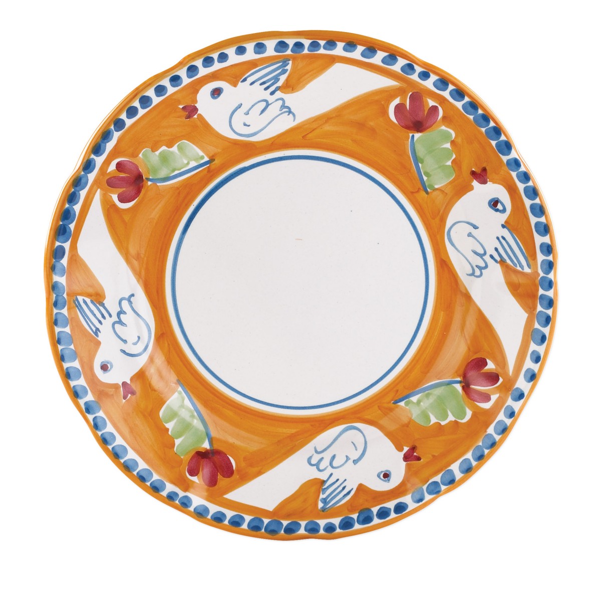 Vietri Campagna Uccello Dinner Plate in Orange