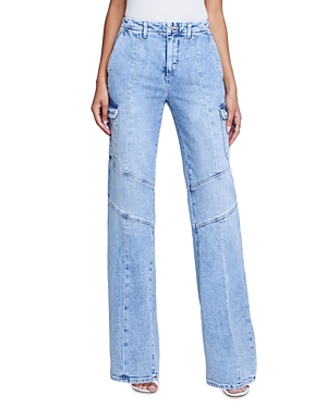 Shop L Agence L'agence Brooklyn High Rise Utility Wide Leg Jeans In Brewer