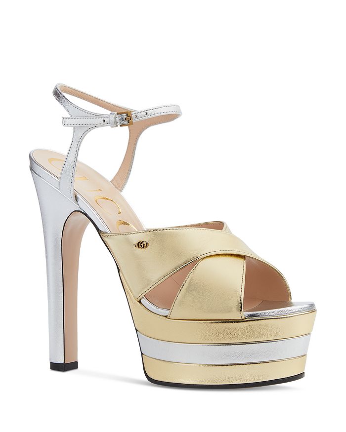 Gucci Women's Crisscross High Heel Platform Sandals | Bloomingdale's