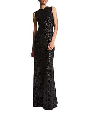 Shop Michael Kors Sequined Gown In Black