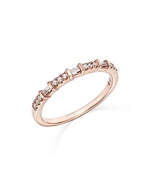 Bloomingdale's Diamond Baguette & Round Narrow Band In 14k Gold, 0.12 Ct. T.w. In Rose Gold