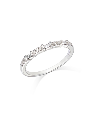 Bloomingdale's Diamond Baguette & Round Narrow Band In 14k Gold, 0.12 Ct. T.w. In White