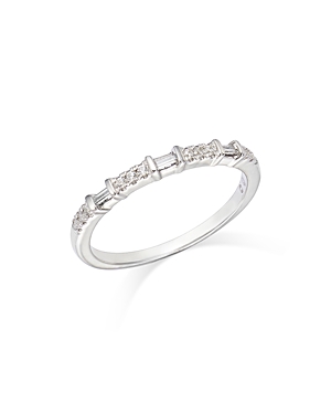 Bloomingdale's Diamond Baguette & Round Narrow Band In 14k Gold, 0.12 Ct. T. W. In White