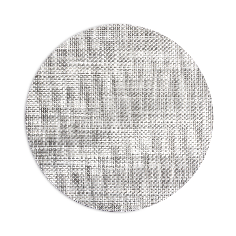 Chilewich Basketweave Round Placemat In White/silver