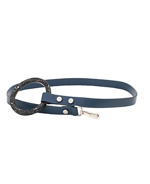 Shaya Pets Susan Long Leather Dog Leash With Acrylic Handle In Blue