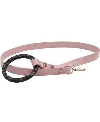 Long Susan Leather Dog Leash with Acrylic Handle