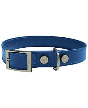 Shaya Pets Medium Leather Adjustable & Water Resistant Dog Collar In Blue