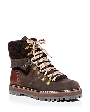 Shop See By Chloé See By Chloe Women's Eileen Walk Lace Up Hiker Boots In Brown